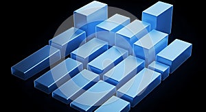 Abstract 3D Blue Bar Graph Visualization