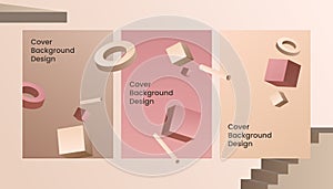 Abstract 3d brown gold gradient a4 luxury cover background design