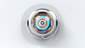 Abstract 3d button, aim control and digital interface, button technology and future tech game, target borders and metallic frames