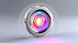 Abstract 3d button, aim control and digital interface, button technology and future tech game, target borders and metallic frames