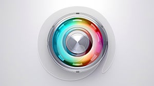 Abstract 3d button, aim control and digital interface, button technology and future tech game, target borders and metallic frames