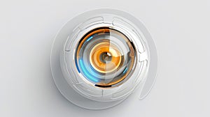 Abstract 3d button, aim control and digital interface, button technology and future tech game, target borders and metallic frames