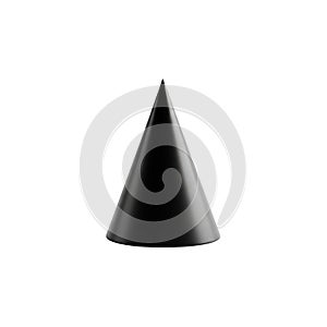 Abstract 3d cone geometric shape isolated on black for design