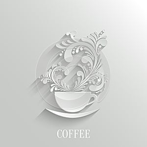 Abstract 3d Cup of Coffee with Floral Aroma photo