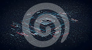 Abstract Digital Processor Core with Glowing Circuitry