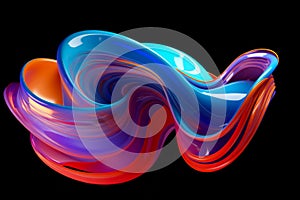 Abstract 3D distorted colourful fluid form of indefinite shape photo