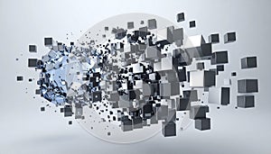 Abstract 3D explosion of digital data cubes