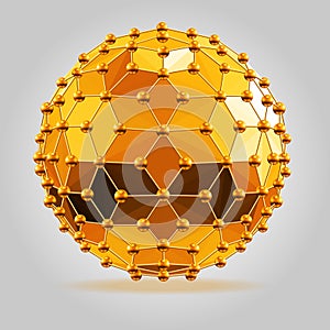 Abstract 3d faceted ball with spheres connections lines.