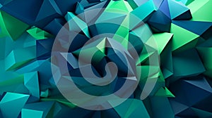 Abstract 3D geometric green and blue concept background Generative AI