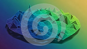 Abstract 3D geometric landscape composed of interconnected triangular facets
