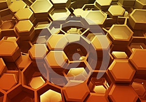 Abstract 3D geometric pattern featuring hexagonal shapes in a