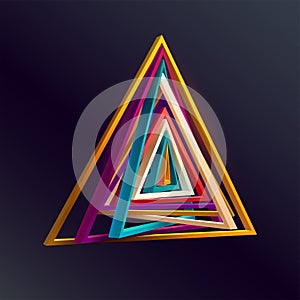 Abstract 3D geometric shape of colorful triangles