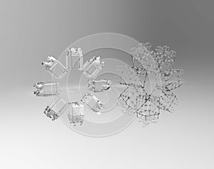 abstract 3d glass blocks wheels