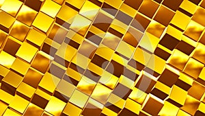 Abstract 3d golden business background made of metallic boxes