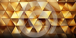 Abstract 3d golden triangles background pattern texture. Generative AI