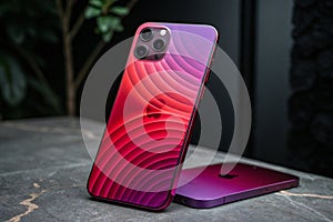 Abstract 3D gradient background red violet design on dark