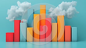 Colorful Bar Graph with Cloud Computing Concept