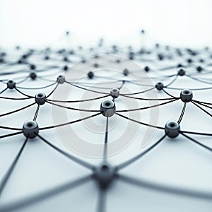 Abstract 3D illustration. Network, connection and technology background with interlinked nodes.