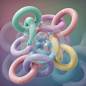 Abstract 3D Interlocking Pastel Rings