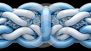 Abstract 3D Interwoven Light Blue and White Organic Shapes Seamless Pattern