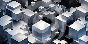 Abstract 3D Metallic Cubes Pattern