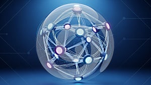 Abstract 3D Network Sphere with Glowing Nodes and Connecting Lines technology