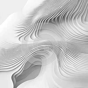Abstract 3D Paper Art with Layered Waves and Curves in Monochrome Tones