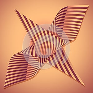 3D perspective object twist striped lines pattern background