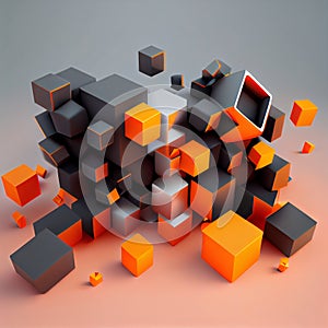 Abstract 3D Render Cube shape Geometric Background