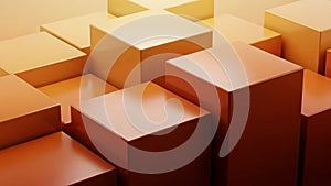 Abstract Geometric Cubes in Warm Gradient Tones