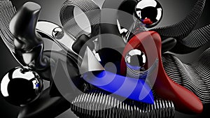 Abstract 3D Shapes Modern Art, Geometric Design, Background