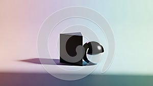 Geometric Shapes Black Triangle, Silver Sphere - Abstract 3D Render