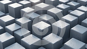 Abstract 3D Render of Grey Cubes Geometric Background Texture