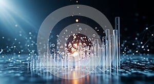 Abstract Digital Bar Graph with Data Network