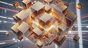 Golden Cubes Abstract Network
