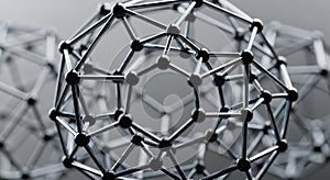 Abstract 3D Render of a Metallic Molecular Structure with Interconnected Spheres