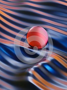 Abstract 3D render of a metallic surface with shiny, colorful lights.