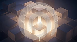 Abstract Geometric Cubes with Glowing Center