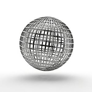 Abstract 3D Wireframe Sphere Composed of Intersecting Grid Lines globe ball