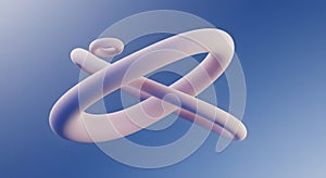 Abstract 3D Rendered Twisted Loop and Ring on Blue Gradient