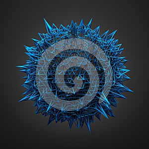 Abstract 3d rendering of black sphere with blue