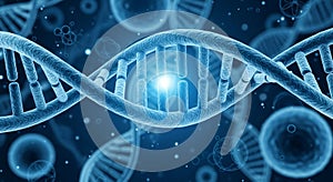 Abstract 3D Rendering of Blue DNA Double Helix Structure dna structure genetics