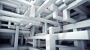 Abstract 3d rendering of chaotic architecture. Futuristic background for business presentations. Generative AI