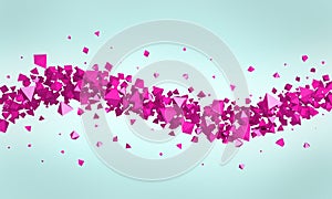 Abstract 3d rendering of chaotic particles Background of pyramids in empty space 3D illustration