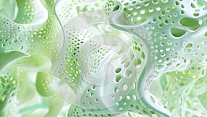 Abstract 3D rendering of a chaotic structure in light green color. Creative background