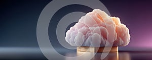Abstract 3D rendering of a cloud over a server with soft lighting