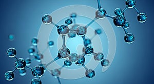 Abstract 3D Molecular Structure with Blue Spheres and Connecting Rods science technology