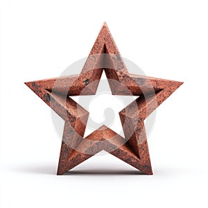 Abstract Copper Star 3D Render on White Background
