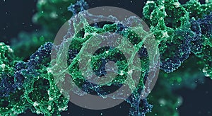 Molecular lattice structure in blue and green