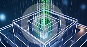 Digital Data Stream Abstract - Futuristic 3D Technology Background